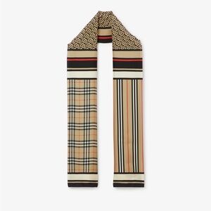 Burberry Beige and Black Patterned Scarf